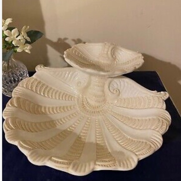 LN Lenox BUTLER'S PANTRY 2-Tier Shell Shaped Server Bowl - Made in Italy - Picture 4 of 9